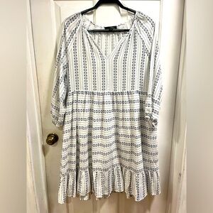 Suzanne Betro print white/black print dress, large